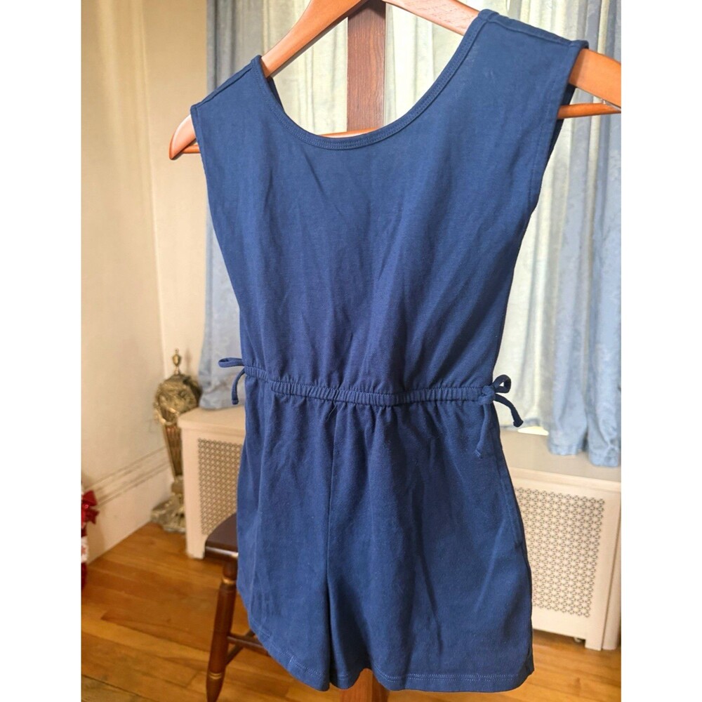 Wonder Nation Girls Blue Sleeveless Solid Knit Romper Elastic Waist 6-7Y